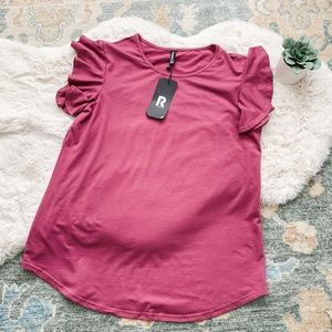 NWT Prin Story Purple Cap Sleeve Top- Size Large